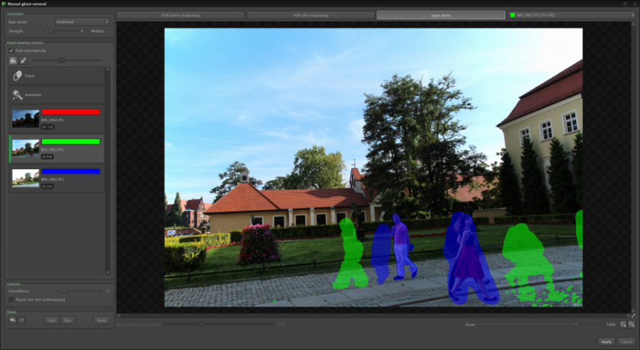 HDR image ghost removal with easyHDR software