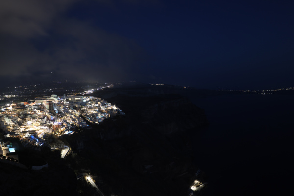 Santorini at night, thumbnail