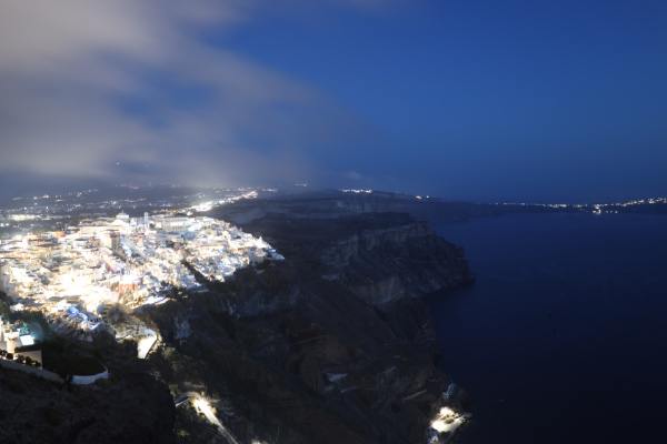 Santorini at night, thumbnail